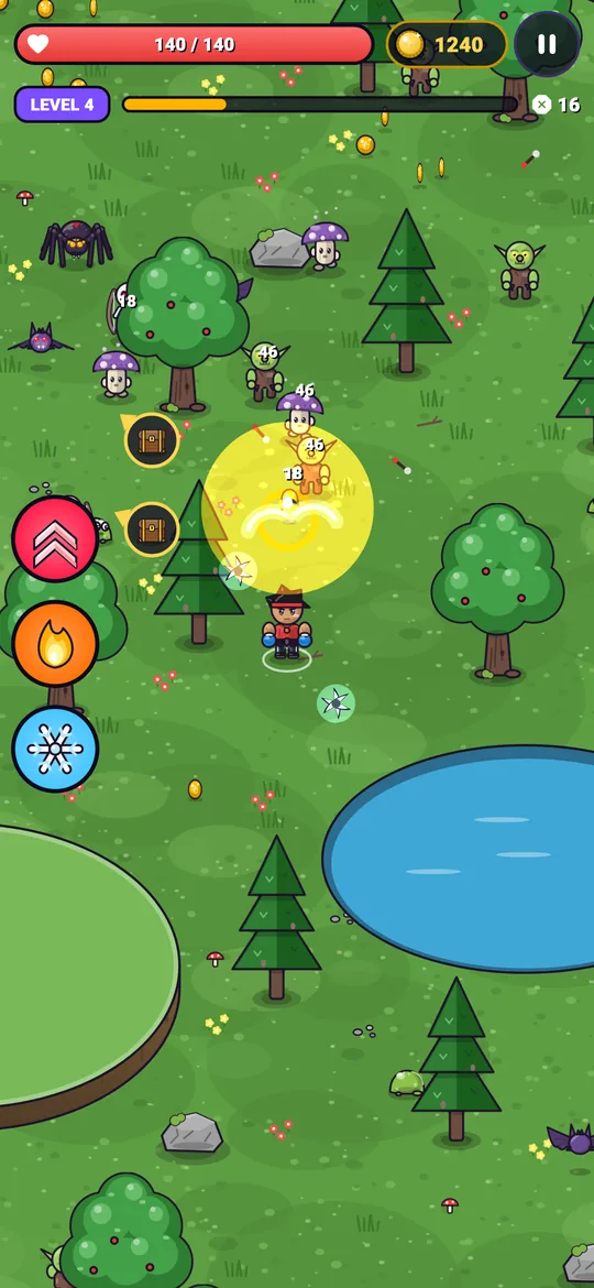 Brawler fighting monsters in the Mystic Forest
